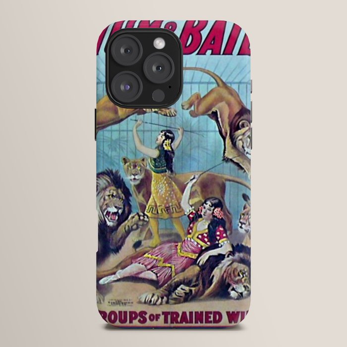 1910 Barnum & Bailey Circus Dancing Lions - M'lle Adgi's Acting Vintage Poster iPhone Case