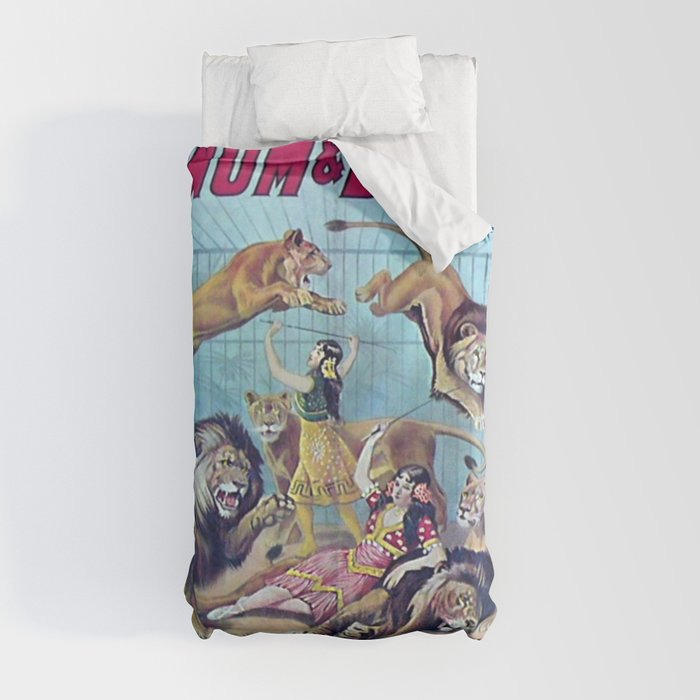 1910 Barnum & Bailey Circus Dancing Lions - M'lle Adgi's Acting Vintage Poster Duvet Cover