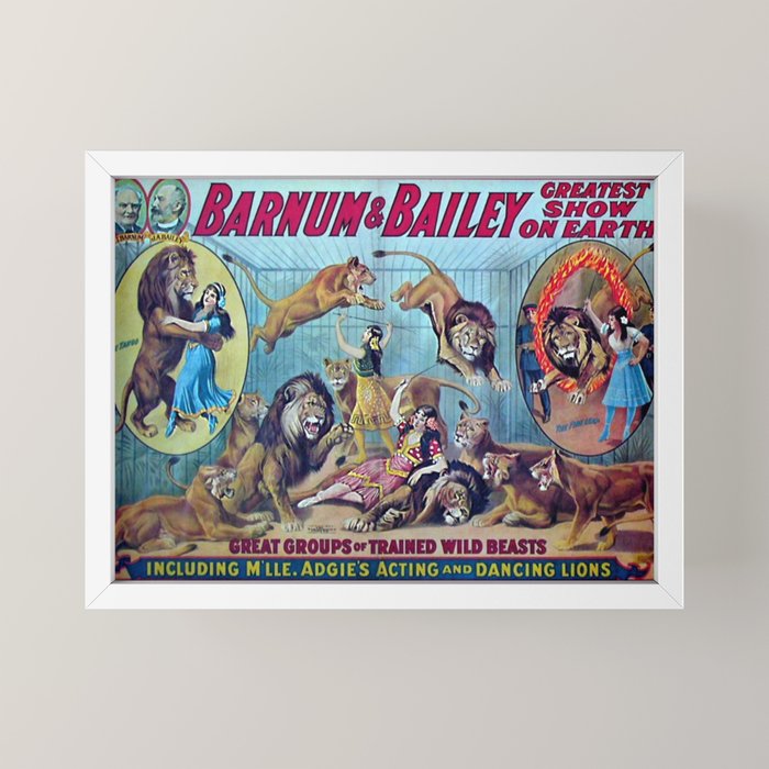 1910 Barnum & Bailey Circus Dancing Lions - M'lle Adgi's Acting Vintage Poster Mini Art Print
