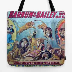 1910 Barnum & Bailey Circus Dancing Lions - M'lle Adgi's Acting Vintage Poster Tote Bag