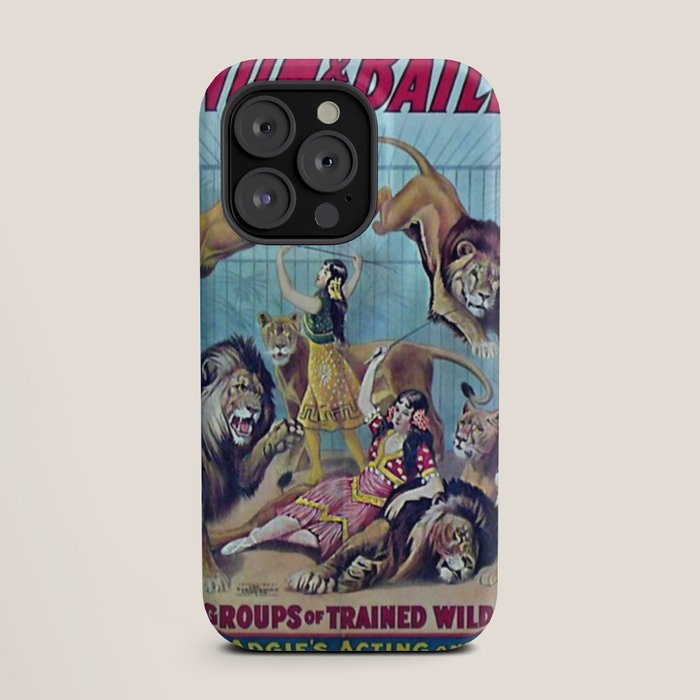 1910 Barnum & Bailey Circus Dancing Lions - M'lle Adgi's Acting Vintage Poster iPhone Case