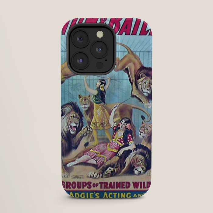 1910 Barnum & Bailey Circus Dancing Lions - M'lle Adgi's Acting Vintage Poster iPhone Case