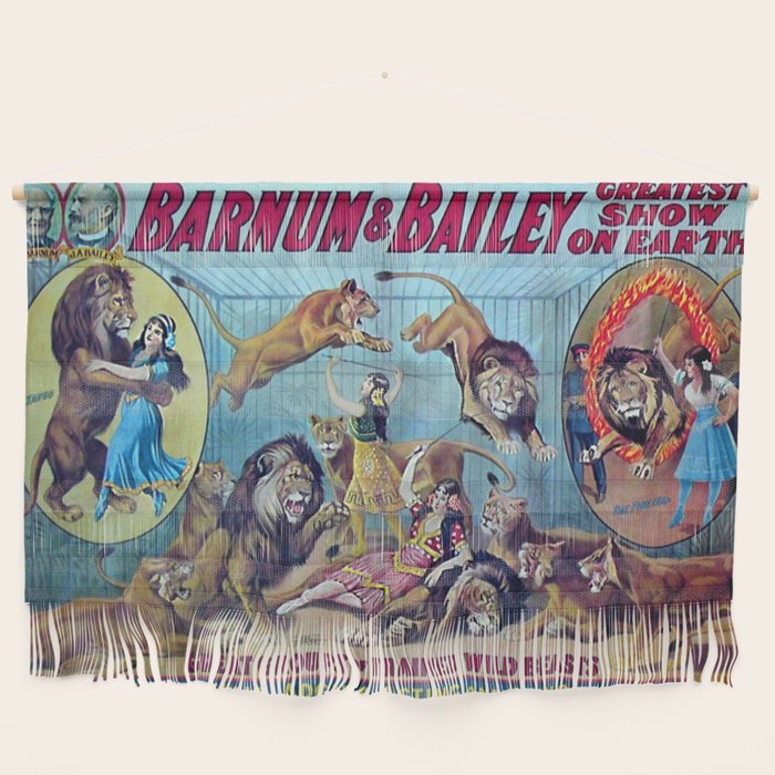 1910 Barnum & Bailey Circus Dancing Lions - M'lle Adgi's Acting Vintage Poster Wall Hanging