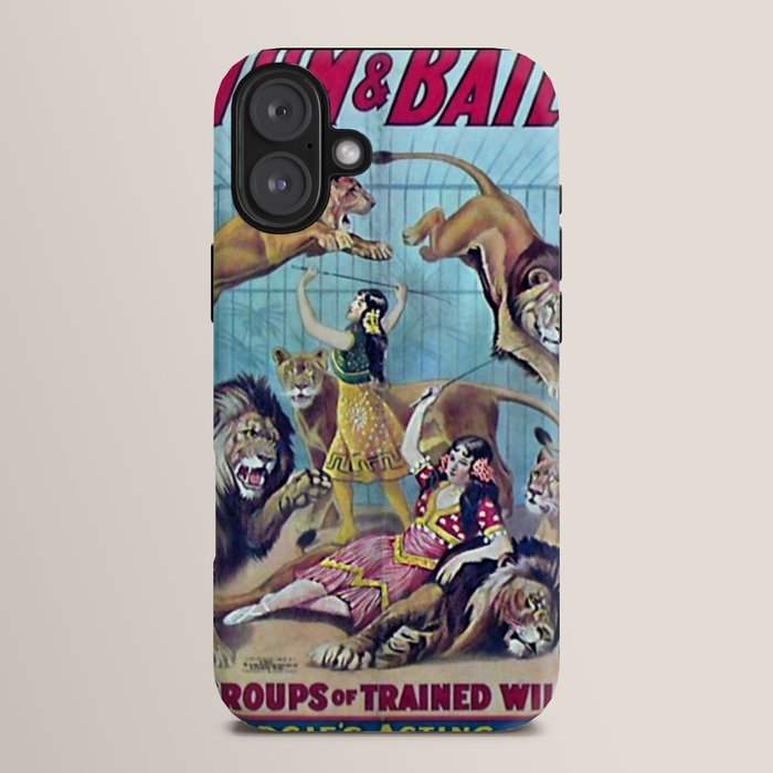 1910 Barnum & Bailey Circus Dancing Lions - M'lle Adgi's Acting Vintage Poster iPhone Case