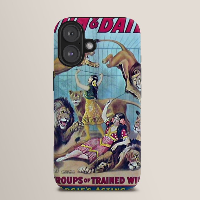 1910 Barnum & Bailey Circus Dancing Lions - M'lle Adgi's Acting Vintage Poster iPhone Case