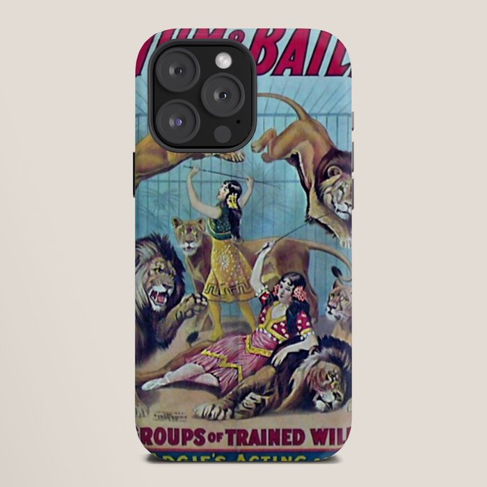 1910 Barnum & Bailey Circus Dancing Lions - M'lle Adgi's Acting Vintage Poster iPhone Case