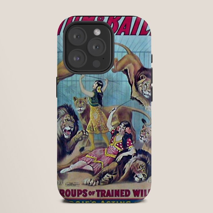 1910 Barnum & Bailey Circus Dancing Lions - M'lle Adgi's Acting Vintage Poster iPhone Case