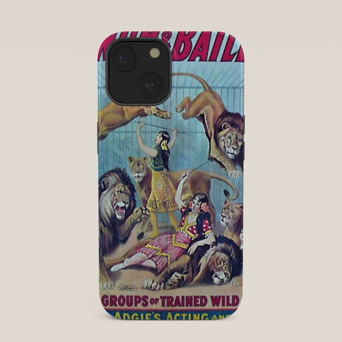 1910 Barnum & Bailey Circus Dancing Lions - M'lle Adgi's Acting Vintage Poster iPhone Case