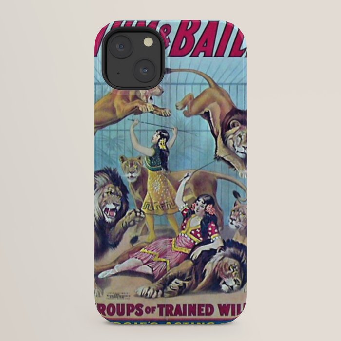 1910 Barnum & Bailey Circus Dancing Lions - M'lle Adgi's Acting Vintage Poster iPhone Case