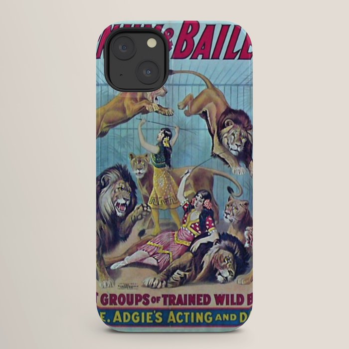 1910 Barnum & Bailey Circus Dancing Lions - M'lle Adgi's Acting Vintage Poster iPhone Case