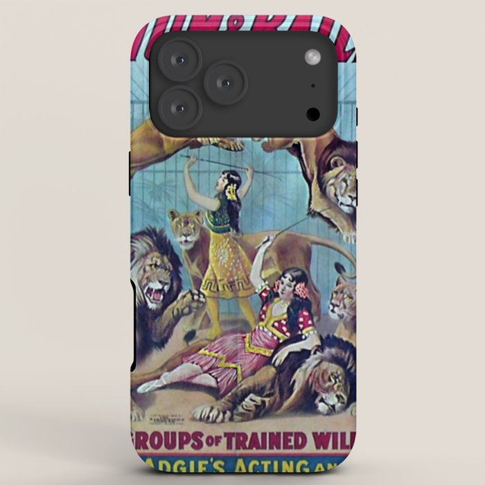 1910 Barnum & Bailey Circus Dancing Lions - M'lle Adgi's Acting Vintage Poster iPhone Case