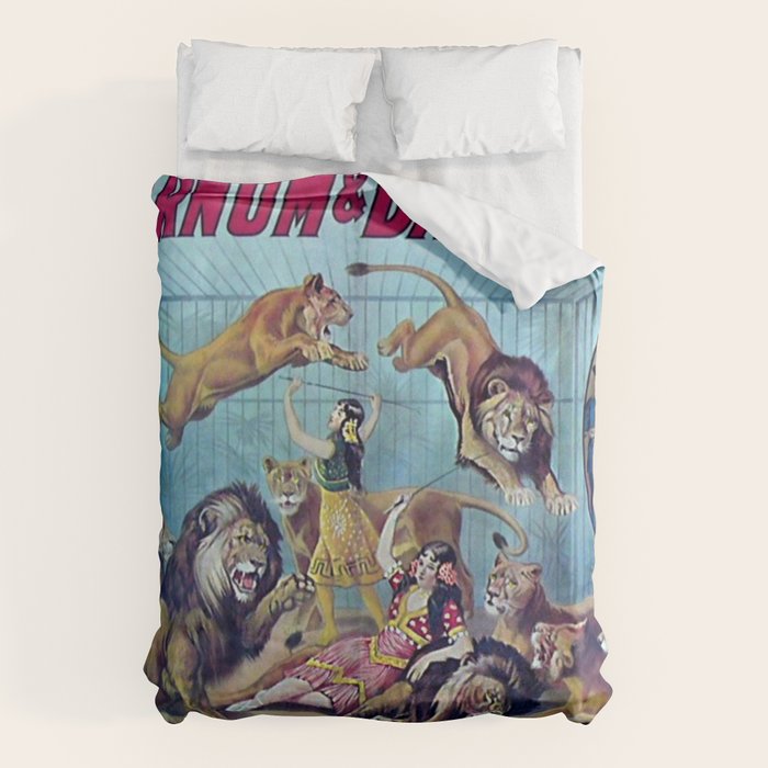 1910 Barnum & Bailey Circus Dancing Lions - M'lle Adgi's Acting Vintage Poster Duvet Cover