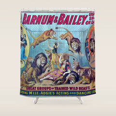 1910 Barnum & Bailey Circus Dancing Lions - M'lle Adgi's Acting Vintage Poster Shower Curtain