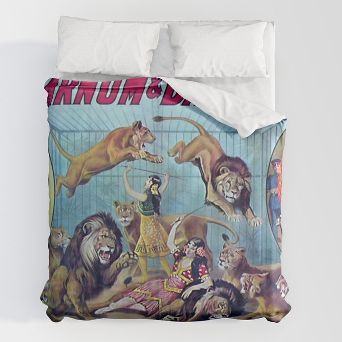 1910 Barnum & Bailey Circus Dancing Lions - M'lle Adgi's Acting Vintage Poster Duvet Cover