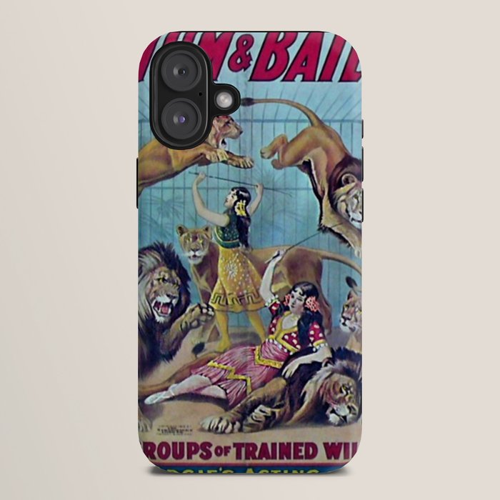 1910 Barnum & Bailey Circus Dancing Lions - M'lle Adgi's Acting Vintage Poster iPhone Case