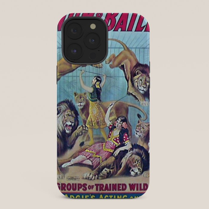 1910 Barnum & Bailey Circus Dancing Lions - M'lle Adgi's Acting Vintage Poster iPhone Case