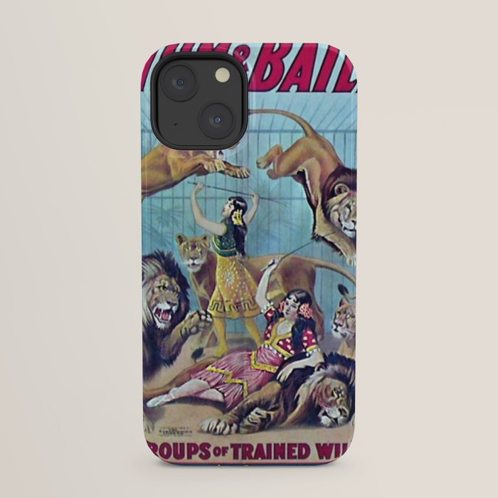 1910 Barnum & Bailey Circus Dancing Lions - M'lle Adgi's Acting Vintage Poster iPhone Case