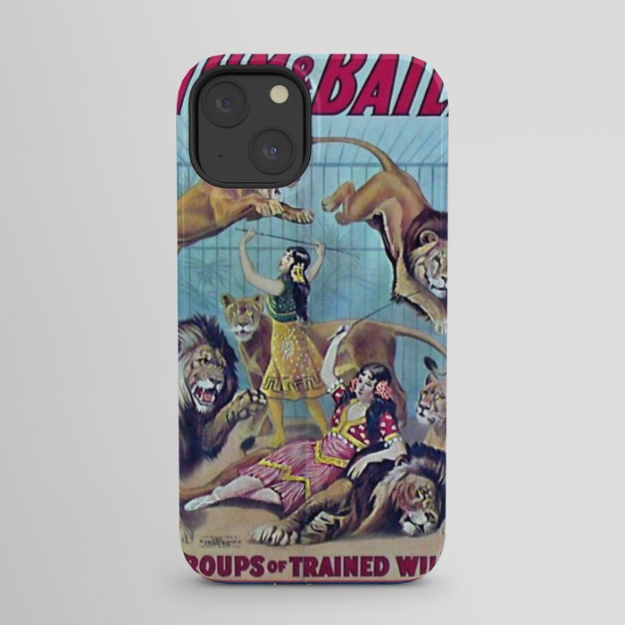 1910 Barnum & Bailey Circus Dancing Lions - M'lle Adgi's Acting Vintage Poster iPhone Case