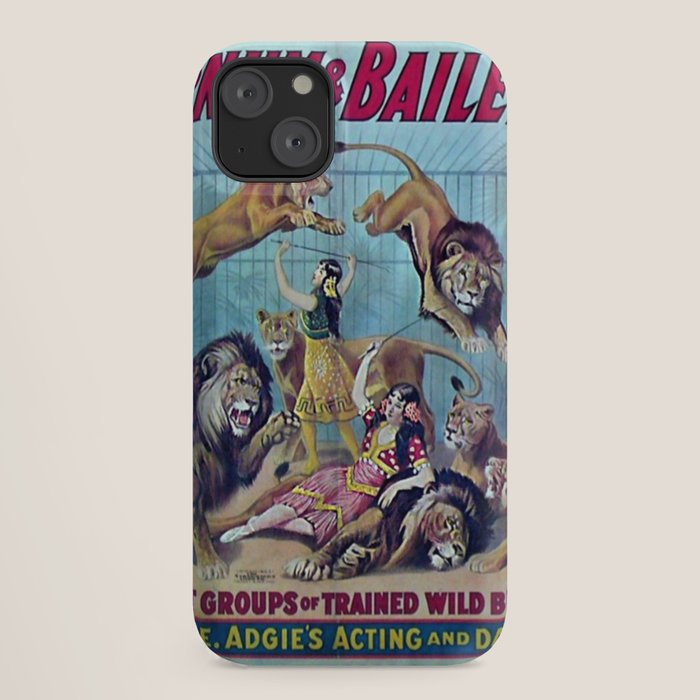 1910 Barnum & Bailey Circus Dancing Lions - M'lle Adgi's Acting Vintage Poster iPhone Case