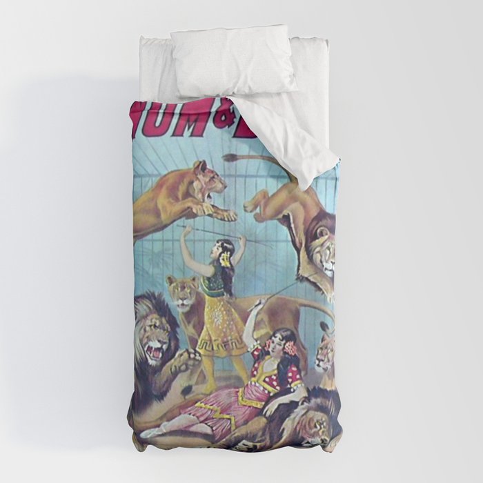 1910 Barnum & Bailey Circus Dancing Lions - M'lle Adgi's Acting Vintage Poster Duvet Cover
