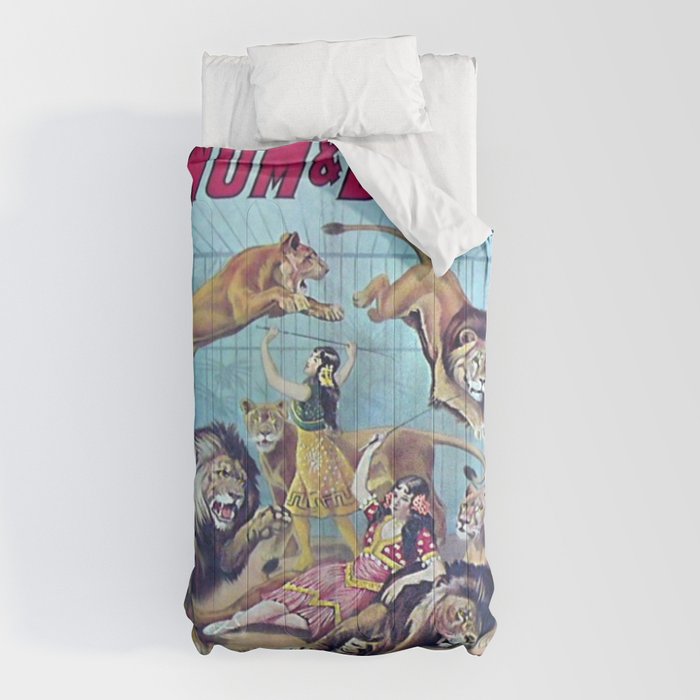 1910 Barnum & Bailey Circus Dancing Lions - M'lle Adgi's Acting Vintage Poster Comforter