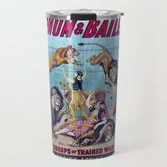 1910 Barnum & Bailey Circus Dancing Lions - M'lle Adgi's Acting Vintage Poster Travel Mug