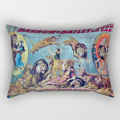 1910 Barnum & Bailey Circus Dancing Lions - M'lle Adgi's Acting Vintage Poster Rectangular Pillow