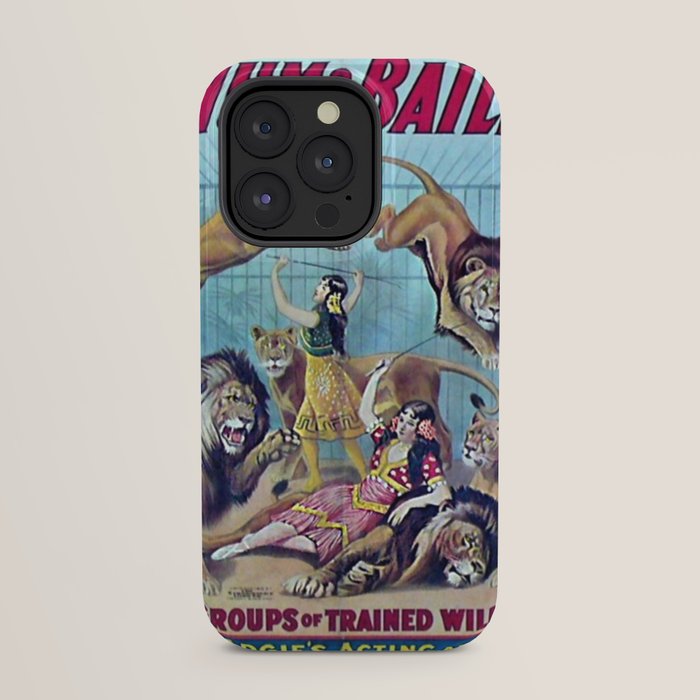 1910 Barnum & Bailey Circus Dancing Lions - M'lle Adgi's Acting Vintage Poster iPhone Case