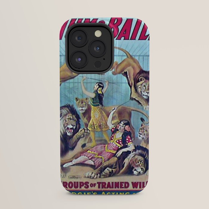 1910 Barnum & Bailey Circus Dancing Lions - M'lle Adgi's Acting Vintage Poster iPhone Case