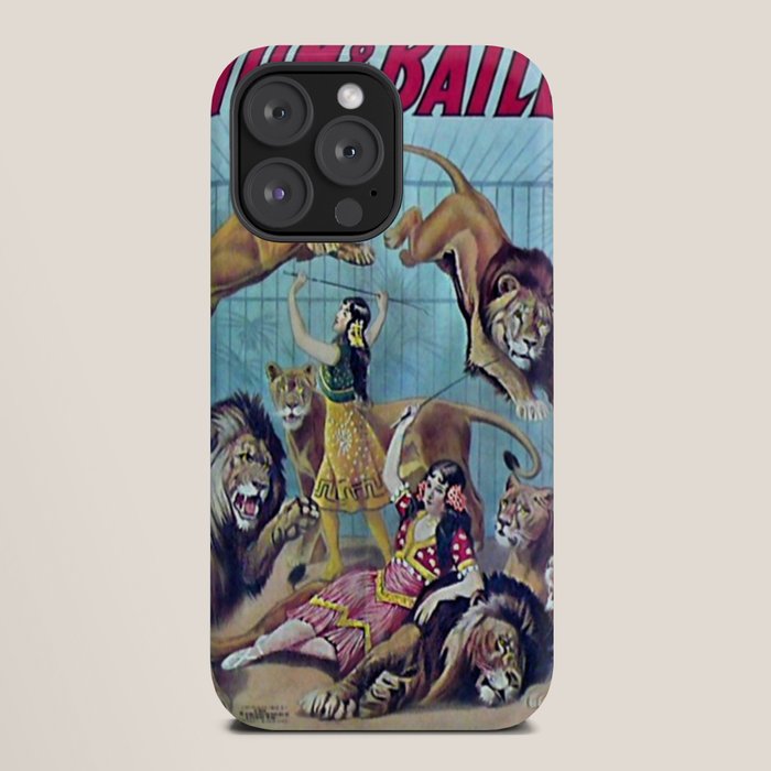 1910 Barnum & Bailey Circus Dancing Lions - M'lle Adgi's Acting Vintage Poster iPhone Case