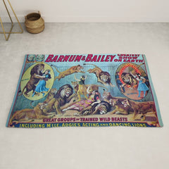 1910 Barnum & Bailey Circus Dancing Lions - M'lle Adgi's Acting Vintage Poster Rug