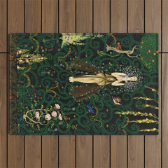 1921 Classical Masterpiece 'Flowers and Flames' by Kay Nielsen Outdoor Rug