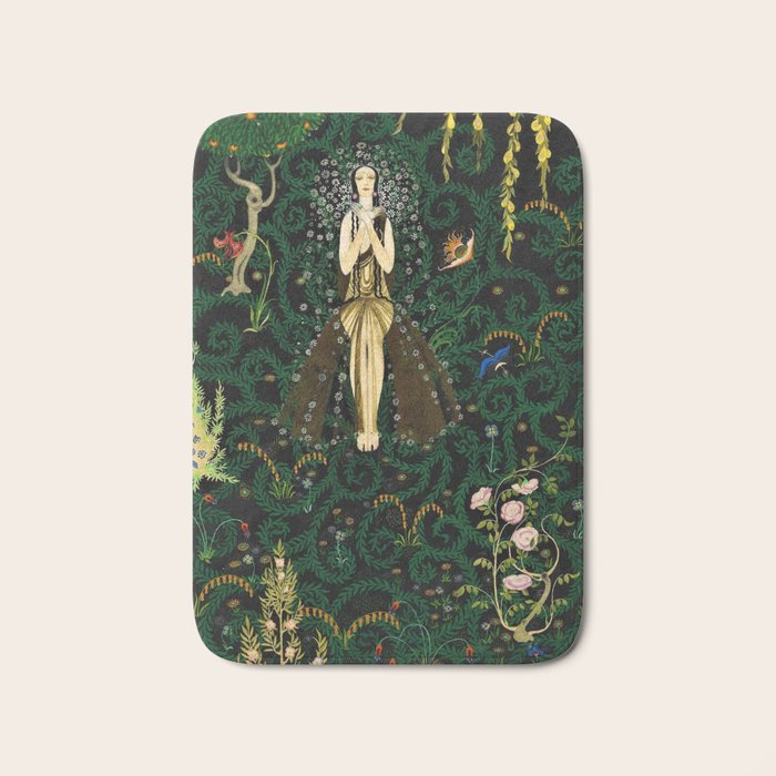 1921 Classical Masterpiece 'Flowers and Flames' by Kay Nielsen Bath Mat