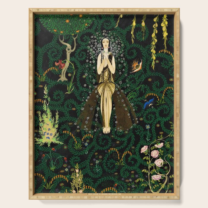 1921 Classical Masterpiece 'Flowers and Flames' by Kay Nielsen Serving Tray