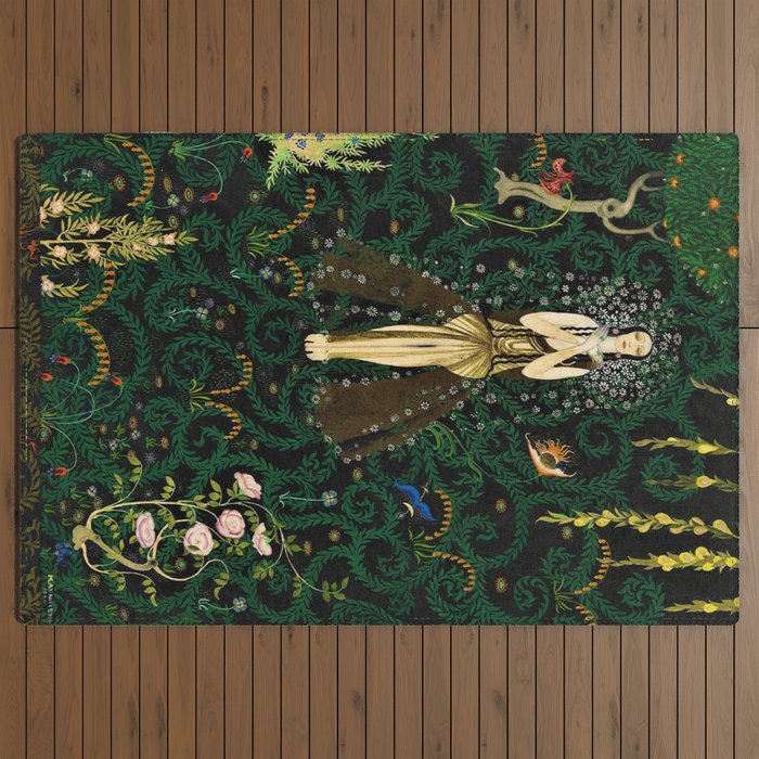 1921 Classical Masterpiece 'Flowers and Flames' by Kay Nielsen Outdoor Rug