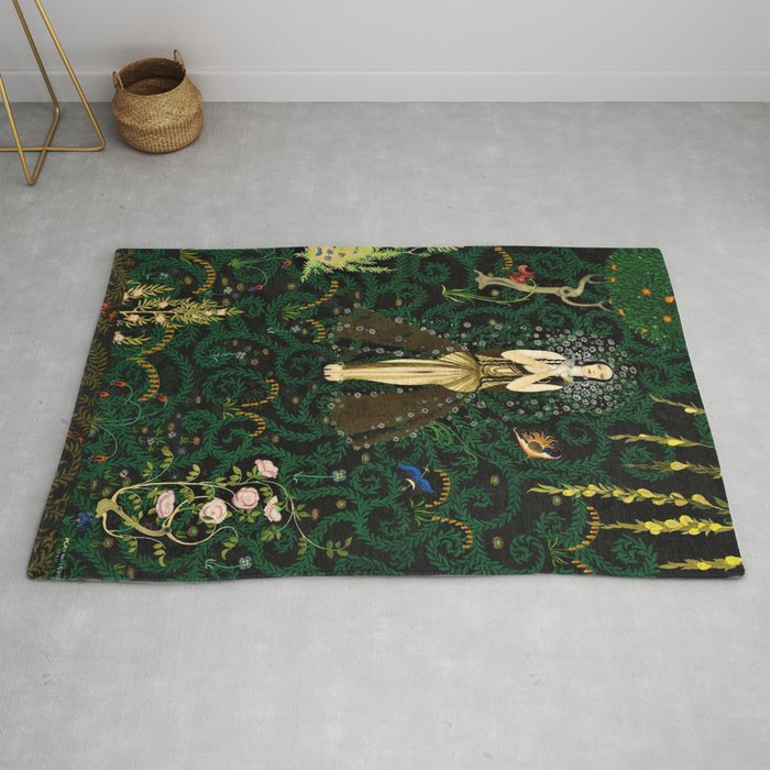1921 Classical Masterpiece 'Flowers and Flames' by Kay Nielsen Rug