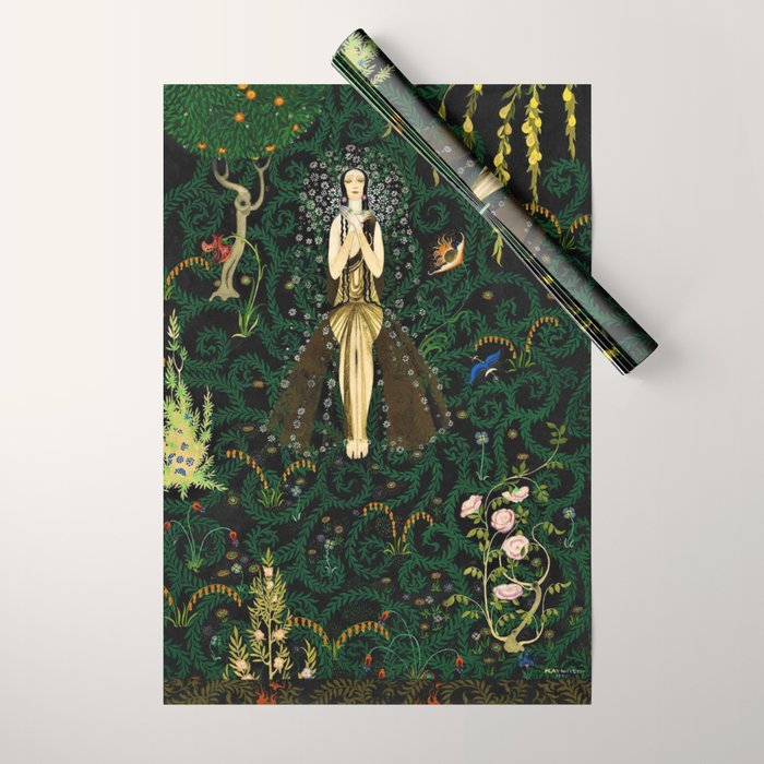 1921 Classical Masterpiece 'Flowers and Flames' by Kay Nielsen Wrapping Paper