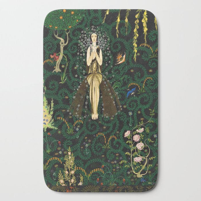 1921 Classical Masterpiece 'Flowers and Flames' by Kay Nielsen Bath Mat