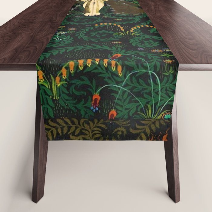 1921 Classical Masterpiece 'Flowers and Flames' by Kay Nielsen Table Runner
