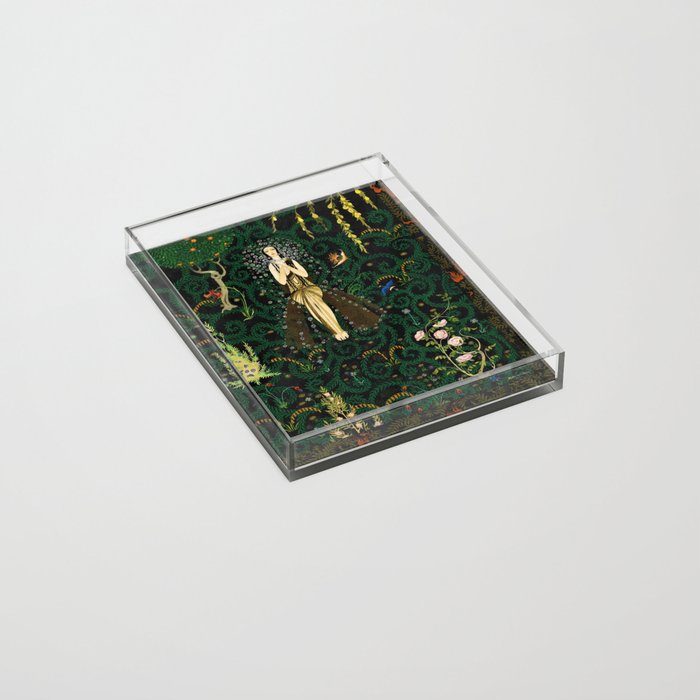 1921 Classical Masterpiece 'Flowers and Flames' by Kay Nielsen Acrylic Tray