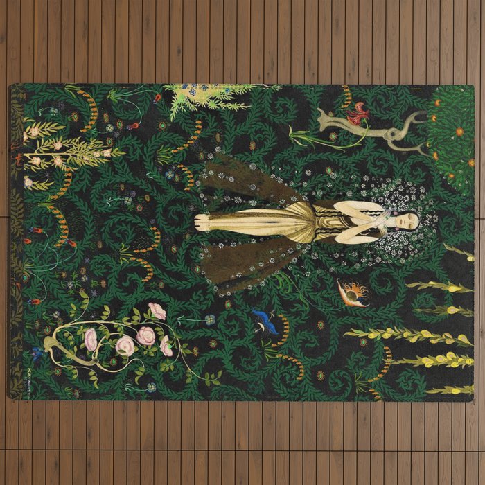 1921 Classical Masterpiece 'Flowers and Flames' by Kay Nielsen Outdoor Rug