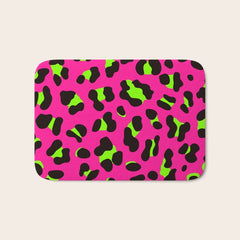 80s Neon Pink and Lime Green Leopard Bath Mat