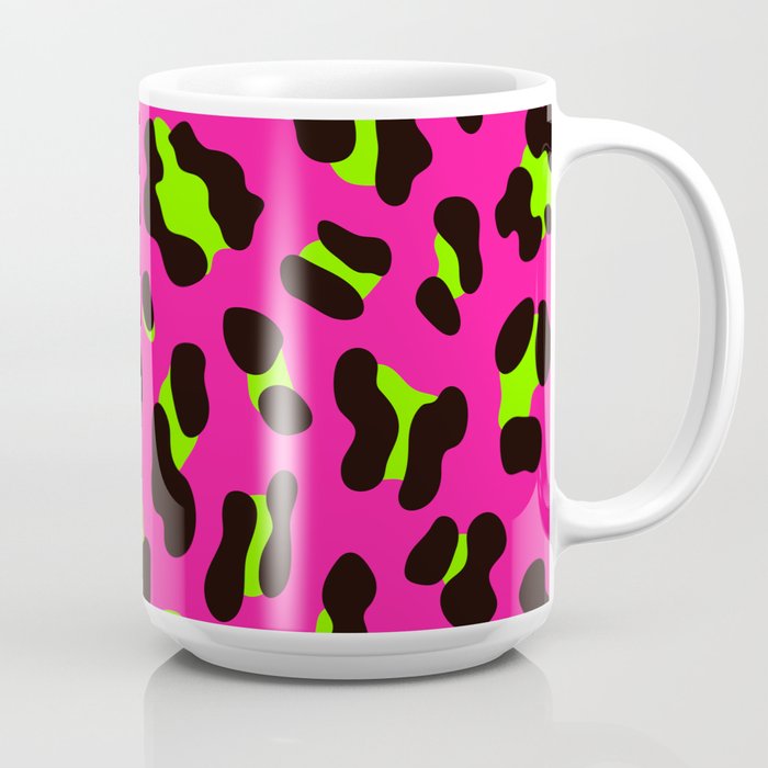 80s Neon Pink and Lime Green Leopard Coffee Mug