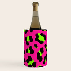80s Neon Pink and Lime Green Leopard Wine Chiller