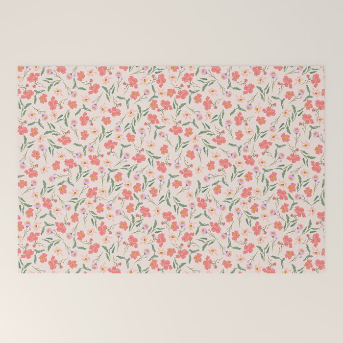 A breath of fresh air - A seamless floral pattern in pinks and reds Welcome Mat