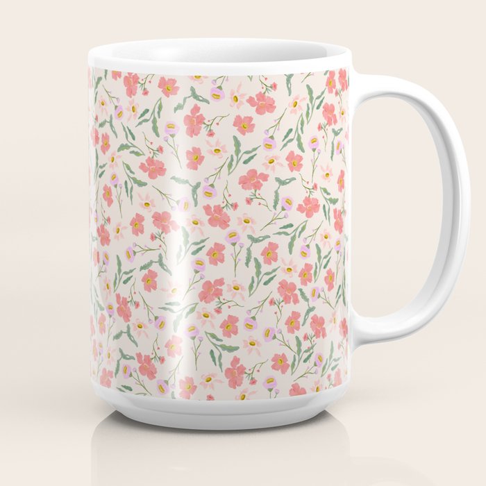 A breath of fresh air - A seamless floral pattern in pinks and reds Coffee Mug