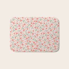 A breath of fresh air - A seamless floral pattern in pinks and reds Bath Mat