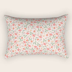 A breath of fresh air - A seamless floral pattern in pinks and reds Rectangular Pillow