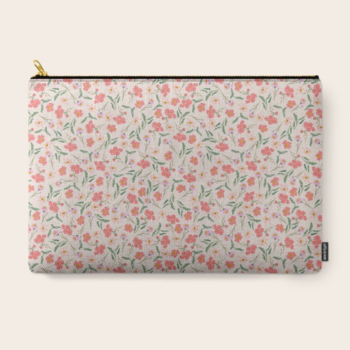 A breath of fresh air - A seamless floral pattern in pinks and reds Carry All Pouch