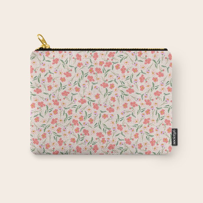A breath of fresh air - A seamless floral pattern in pinks and reds Carry All Pouch